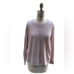 Lucky Brand Ribbed Pink Waffle Knit Long Sleeve Crew Neck | Women’s Large